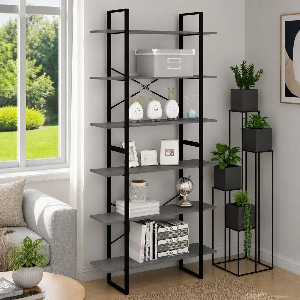 High Storage Cabinet in Grey Pine Wood