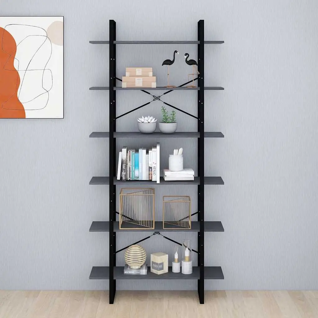 High Storage Cabinet in Grey Pine Wood