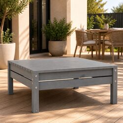 Compact Wooden Footstool - Solid Pinewood, Grey Finish