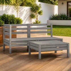 Specifications of the 3 Piece Grey Wooden Garden Lounge Set