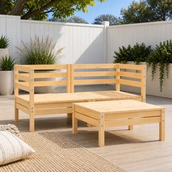 3 Piece Wooden Garden Lounge Set Pallet Design Outdoor Patio Furniture Brown