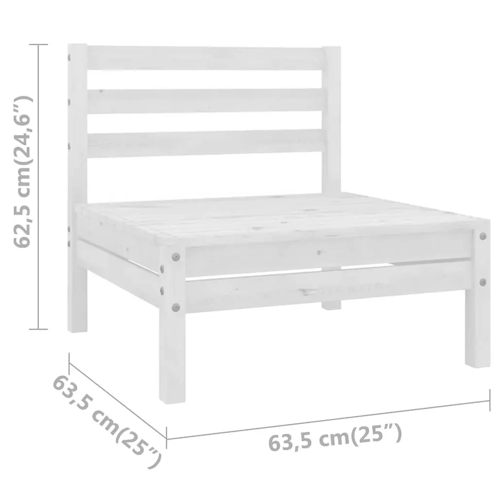 3 Piece Garden Lounge Set Solid Pinewood White Patio Furniture Outdoor Sofa