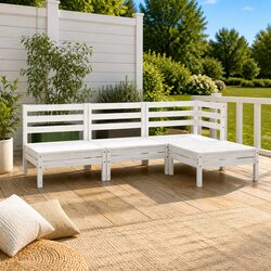 4-Piece Outdoor Lounge Set in Solid Pinewood
