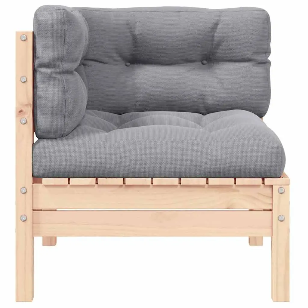 Garden Corner Sofa Outdoor Modular Sectional Patio Solid Pinewood with Grey Cushions