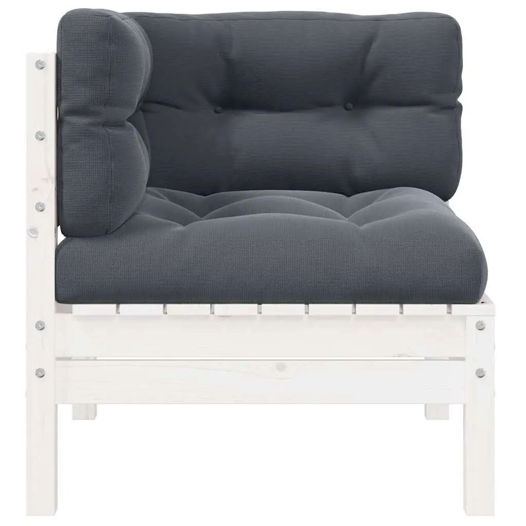 Garden Corner Sofa with Cushions White Solid Pinewood Modular Outdoor Patio