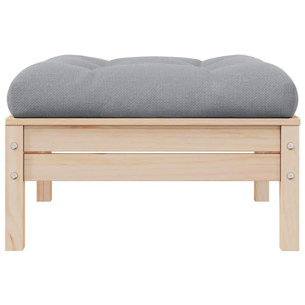 Outdoor Footstool Garden Patio Ottoman Grey Cushion
