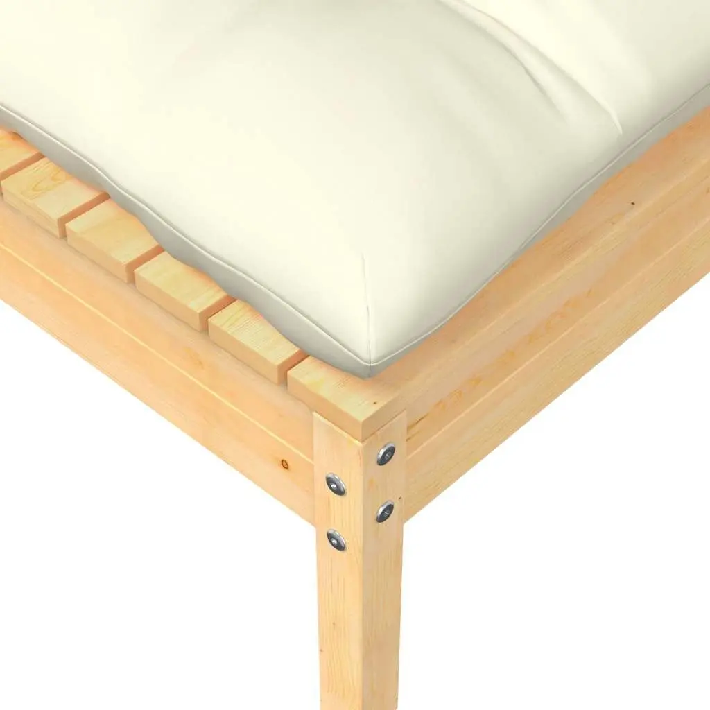 Garden Footstool Outdoor Use Solid Pinewood with Cushion