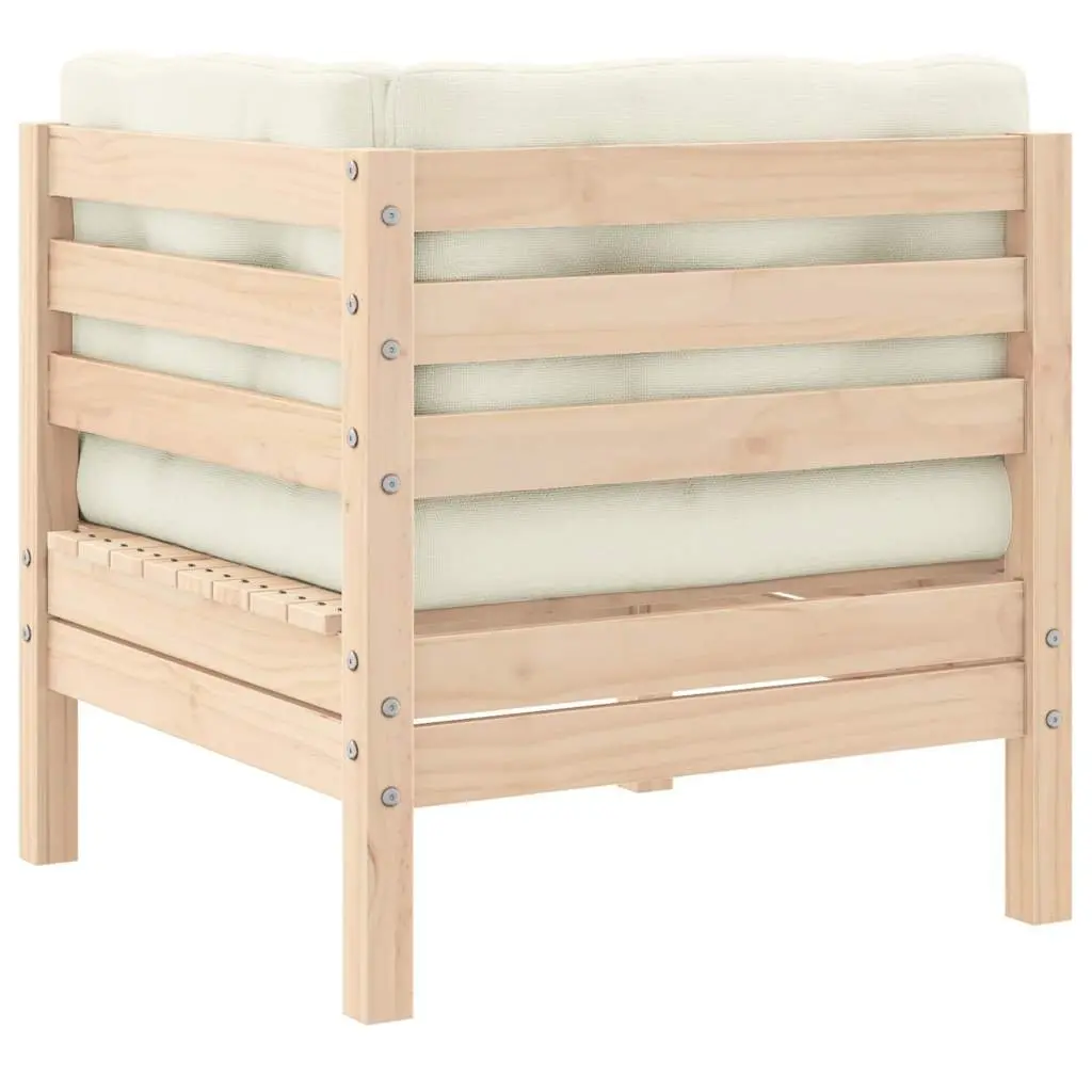 2-Seater Outdoor Garden Sofa Patio Seating Modular Pinewood Cream Cushions