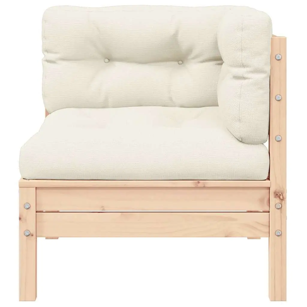 2-Seater Outdoor Garden Sofa Patio Seating Modular Pinewood Cream Cushions