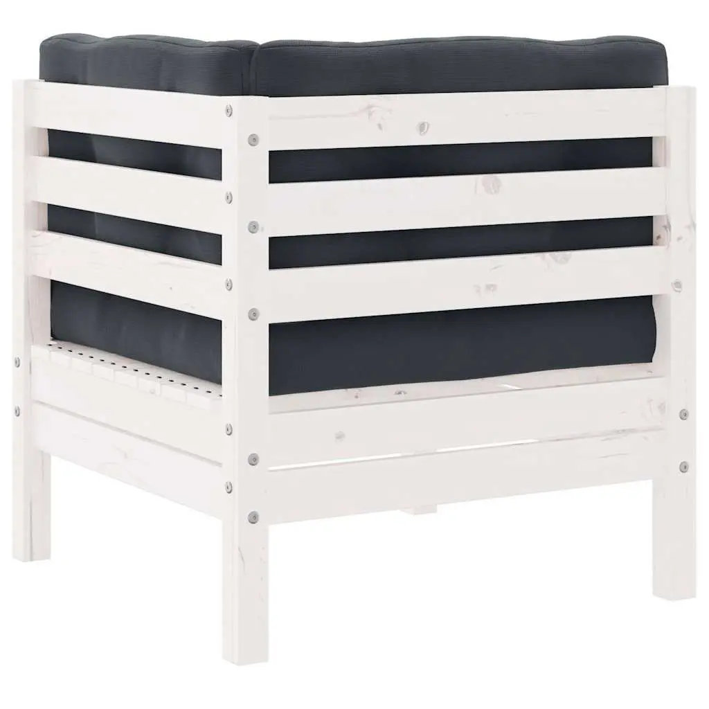 2-Seater Outdoor Garden Sofa for Patio and Garden White Pinewood with Cushions