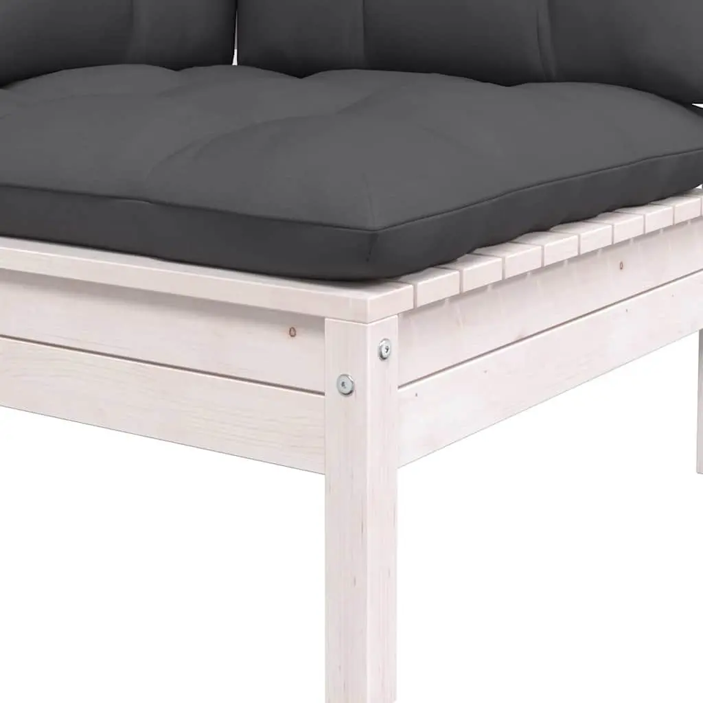 2-Seater Outdoor Garden Sofa for Patio and Garden White Pinewood with Cushions
