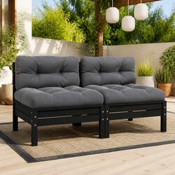 2-Seater Garden Sofa Specifications: Pinewood, Black Color