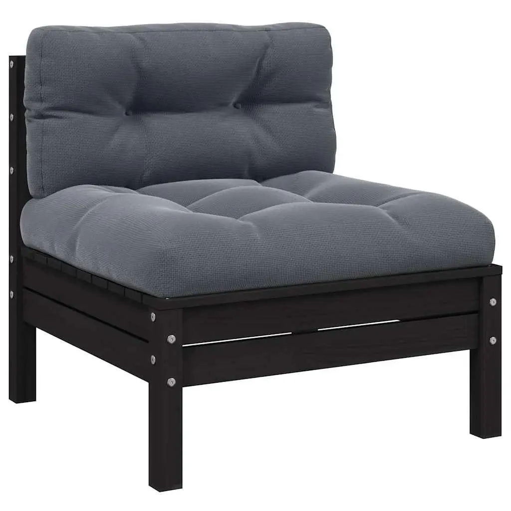 2-Seater Garden Sofa with Cushions Black Outdoor Patio Furniture Modular