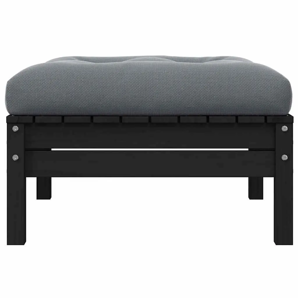2-Seater Outdoor Garden Sofa with Cushions Black Pinewood Patio Lounge Seating