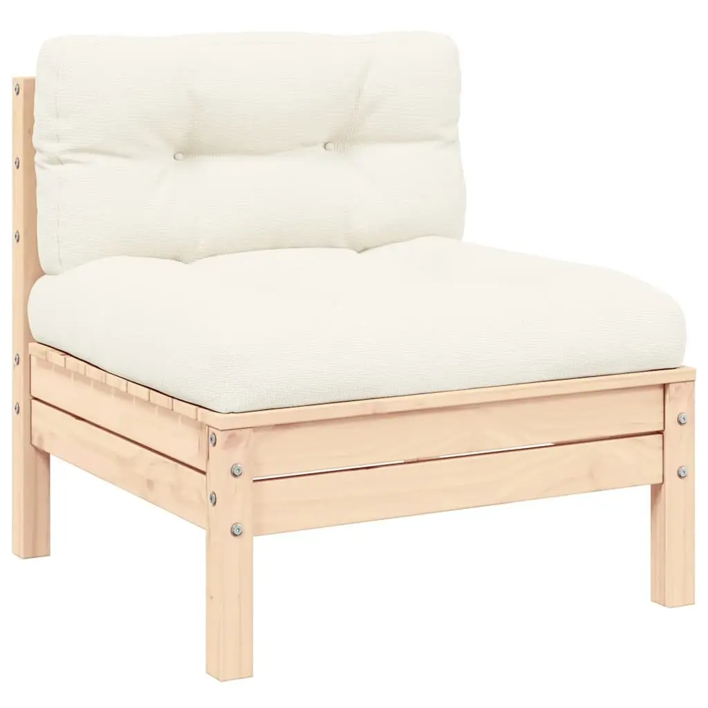 3 Piece Lounge Set Outdoor Patio Furniture Pinewood Frame with Cream Cushions