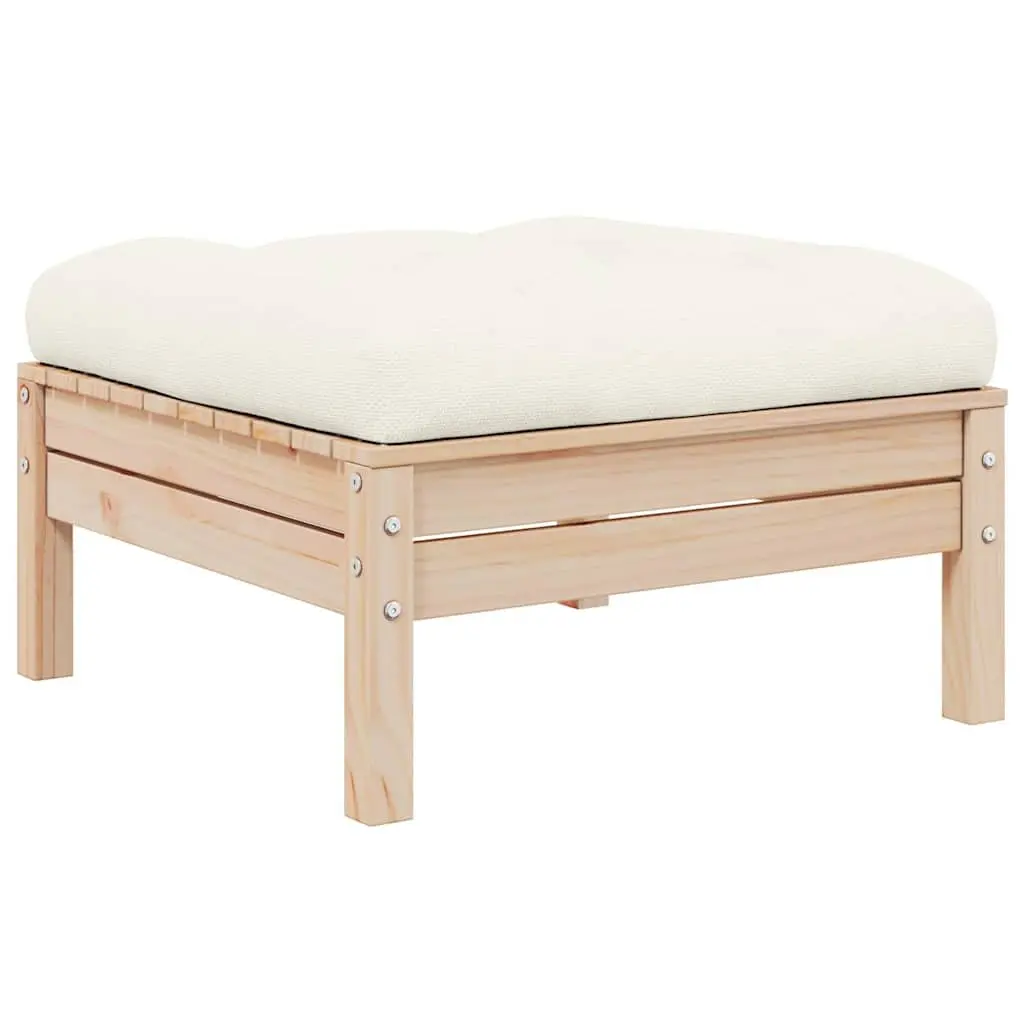 3 Piece Lounge Set Outdoor Patio Furniture Pinewood Frame with Cream Cushions