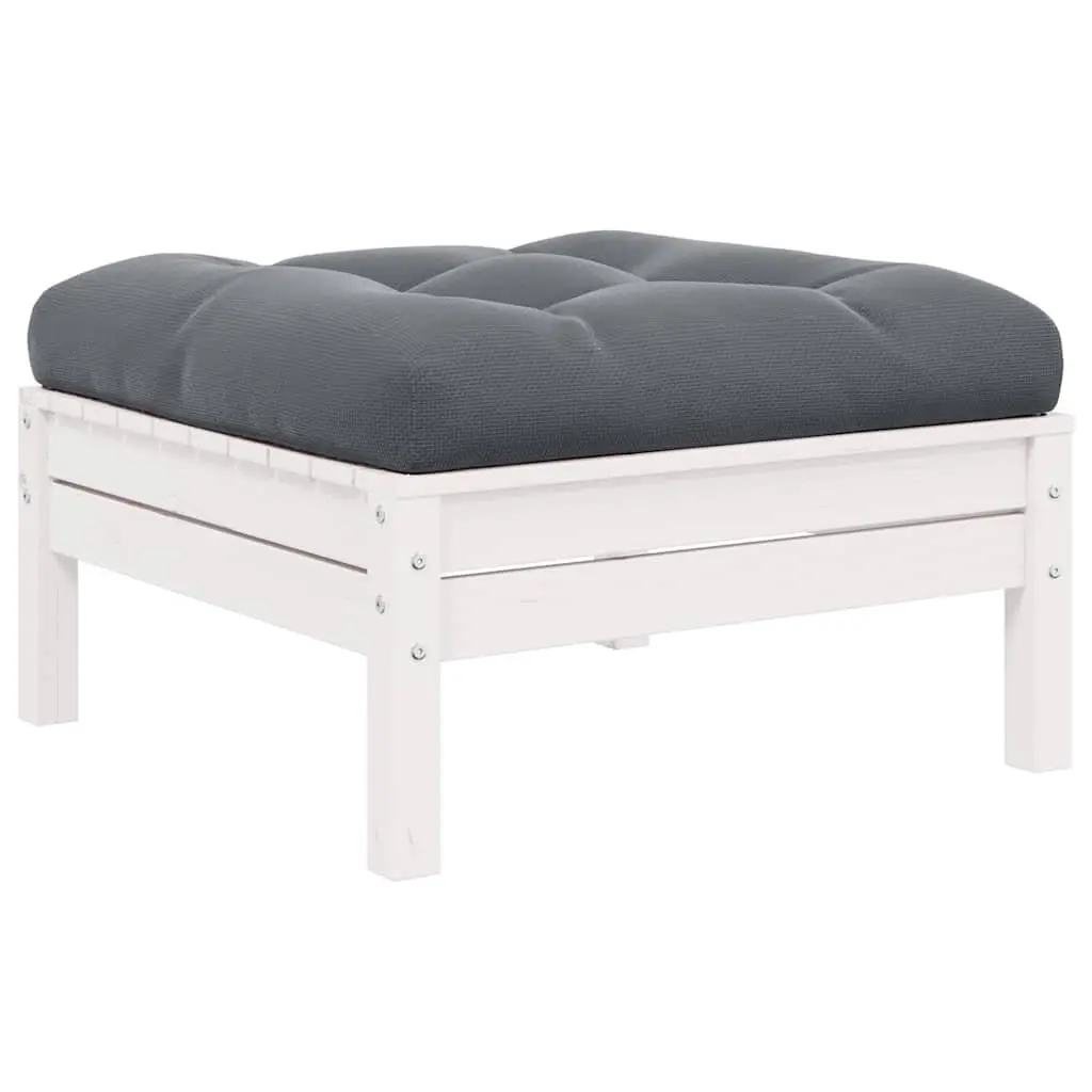 3 Piece Outdoor Garden Lounge Set Sectional Sofa with Cushions White Pinewood