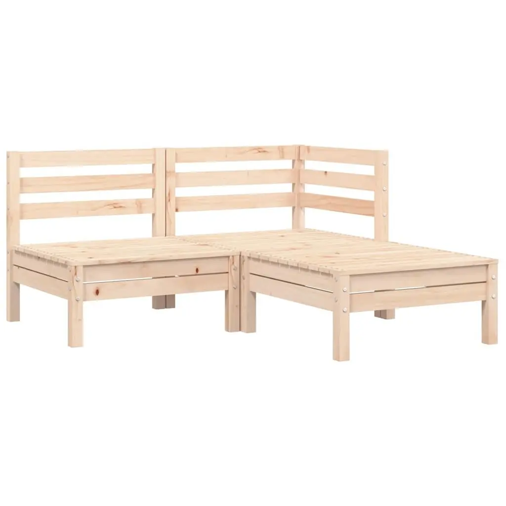 Garden Lounge Set 3 Piece Outdoor Sectional Sofa Cream Cushions
