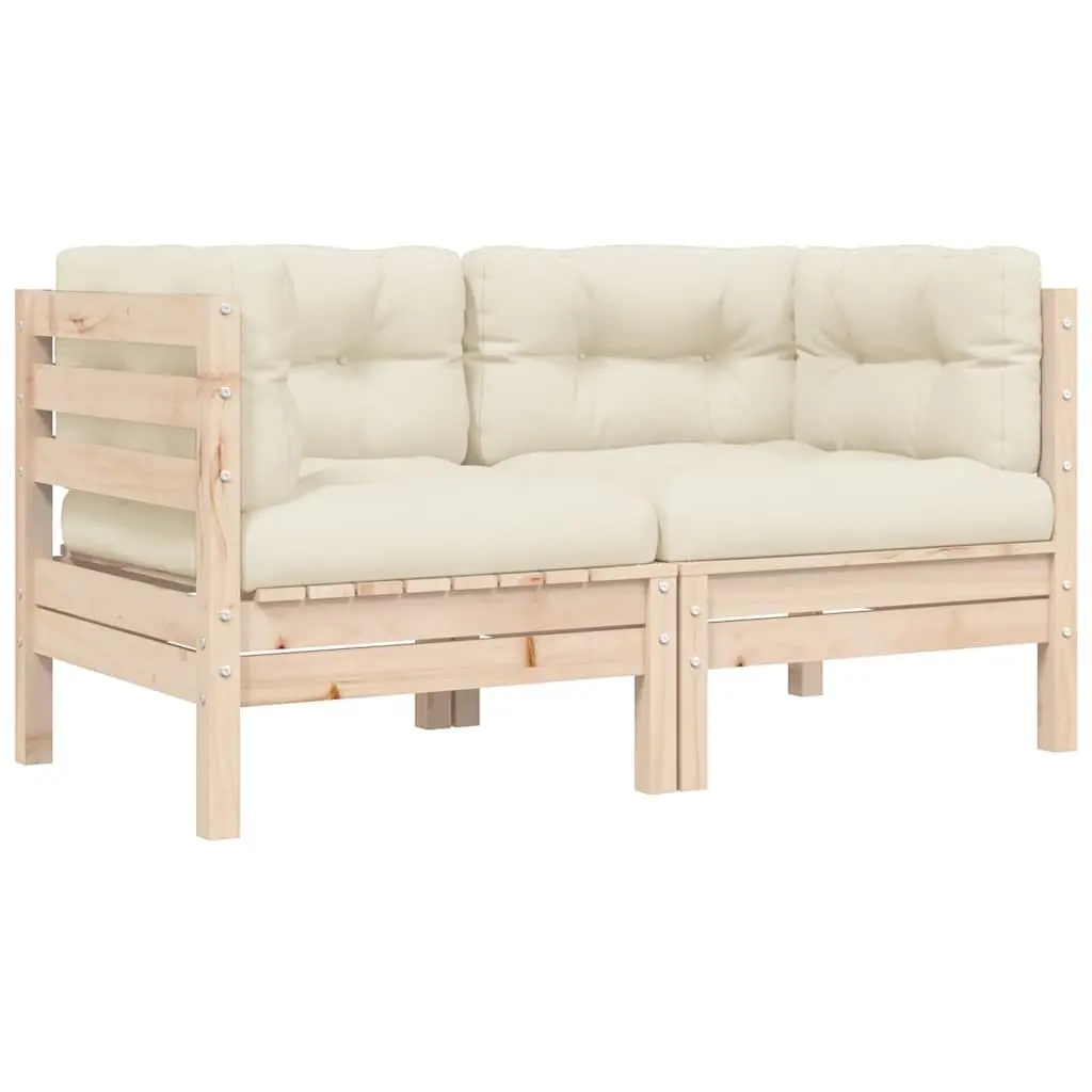 Garden Lounge Set 3 Piece Outdoor Sectional Sofa Cream Cushions