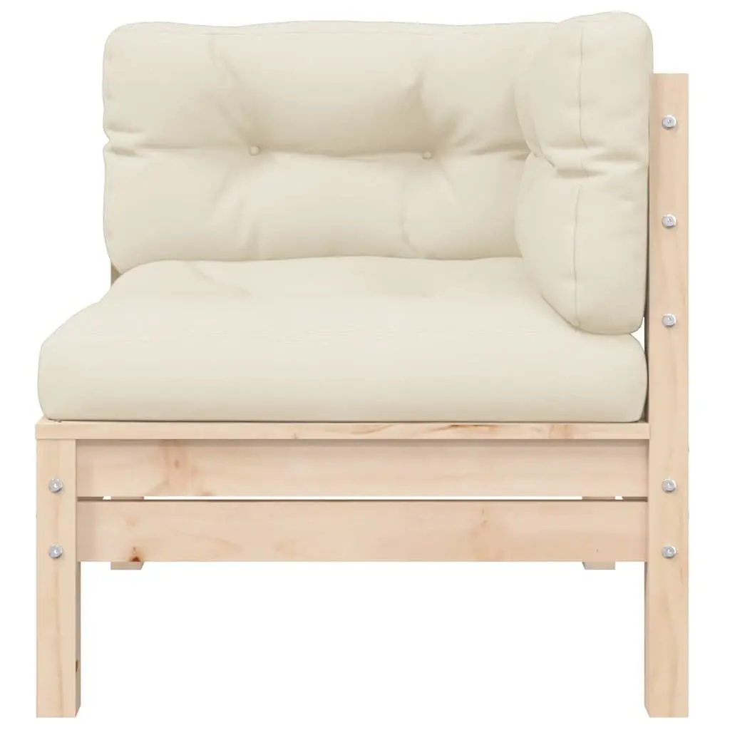 Garden Lounge Set 3 Piece Outdoor Sectional Sofa Cream Cushions