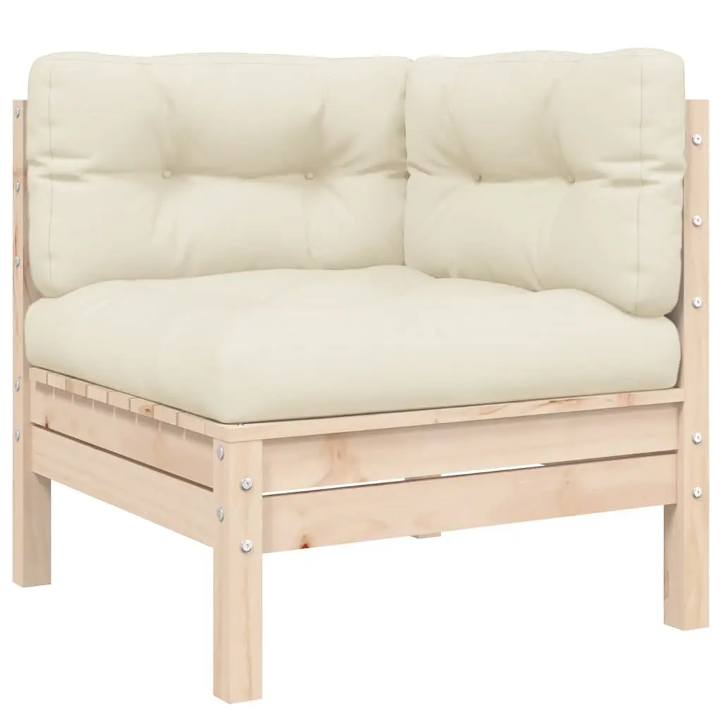 Garden Lounge Set 3 Piece Outdoor Sectional Sofa Cream Cushions