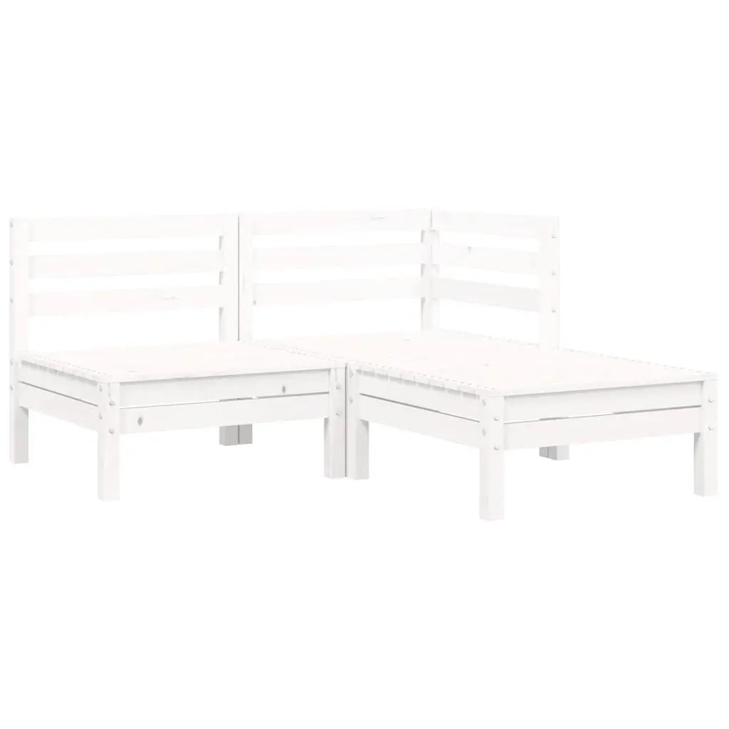 3 Piece Outdoor Garden Lounge Set Patio Sectional Seating with Cushions White