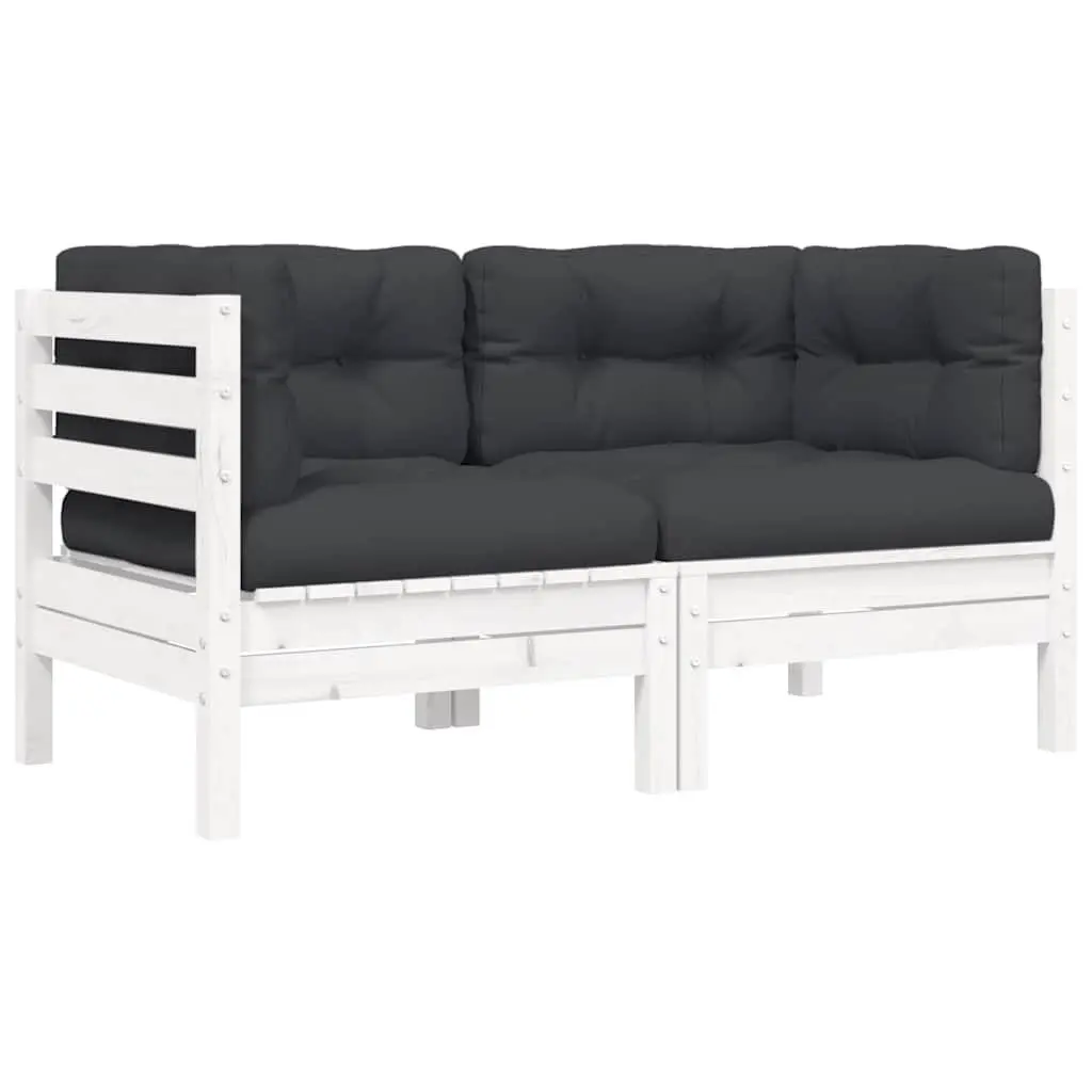 3 Piece Outdoor Garden Lounge Set Patio Sectional Seating with Cushions White