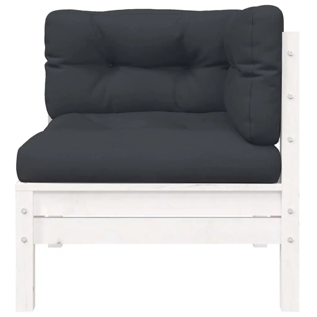 3 Piece Outdoor Garden Lounge Set Patio Sectional Seating with Cushions White