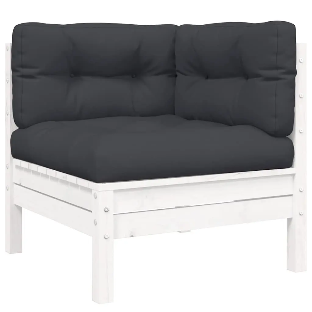 3 Piece Outdoor Garden Lounge Set Patio Sectional Seating with Cushions White