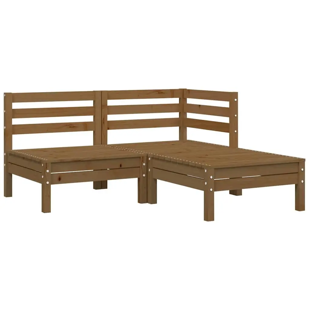 3 Piece Garden Lounge Set Outdoor Patio Sofa Set Cream Cushions Pinewood
