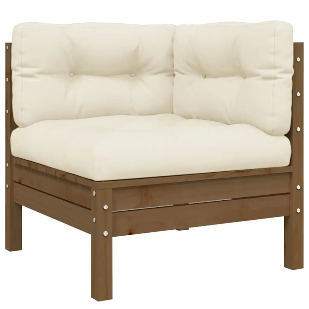 3 Piece Garden Lounge Set Outdoor Patio Sofa Set Cream Cushions Pinewood