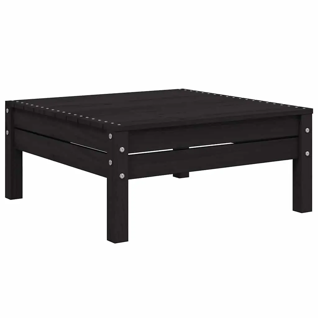 3 Piece Outdoor Garden Lounge Set Black Solid Pinewood with Cushions Patio