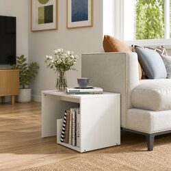 End Table Specifications: White Modern Storage Solution