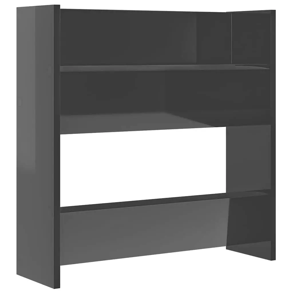 Wall Mounted Shoe Cabinet for Home Entryway Grey High Gloss 4 Piece