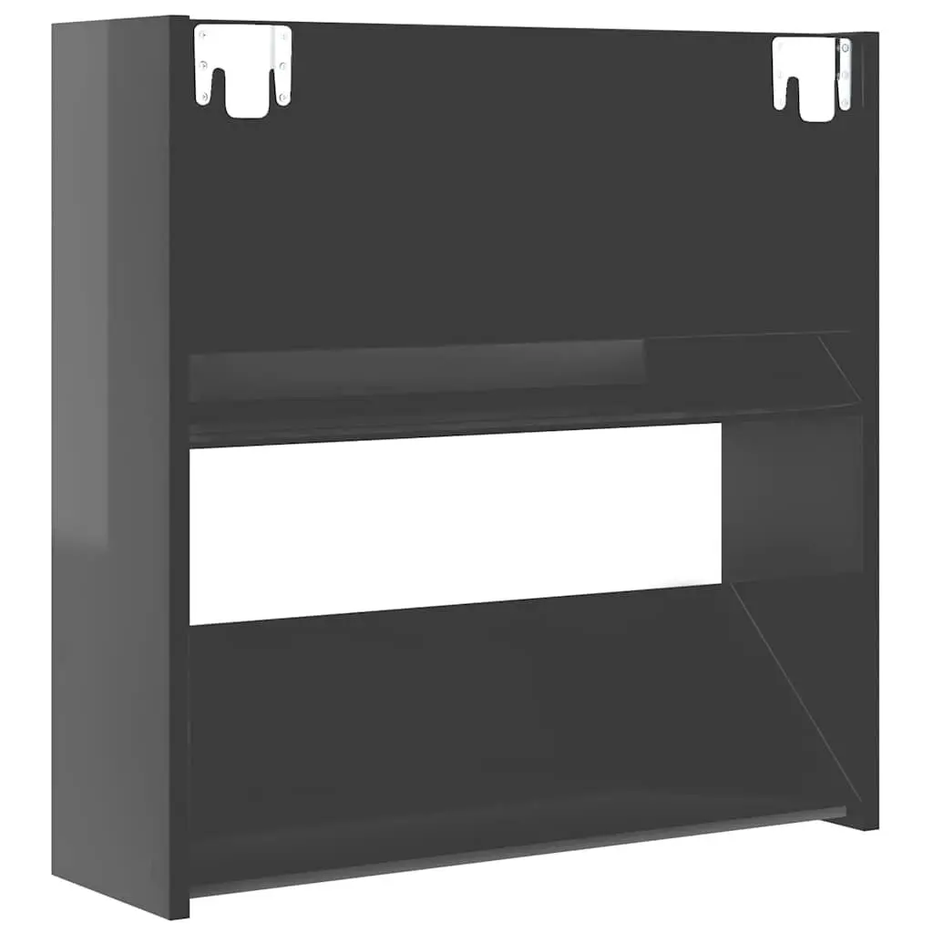 Wall Mounted Shoe Cabinet for Home Entryway Grey High Gloss 4 Piece