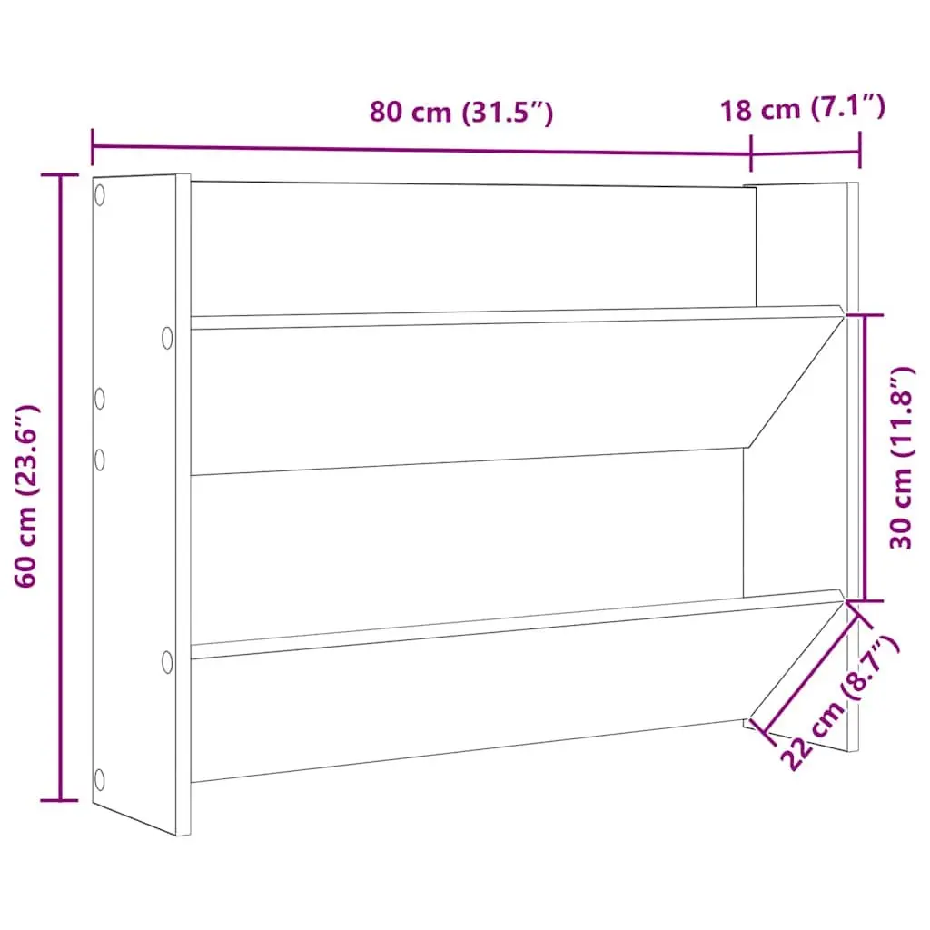 Grey Engineered Wood Wall Shoe Cabinet with Tipping Shelves