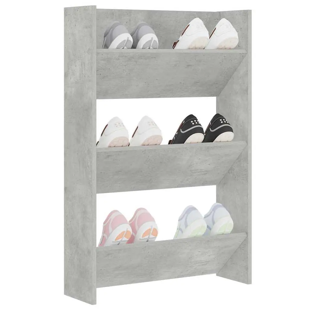 Wall Mounted Shoe Cabinet Entryway Grey 60W x 18D x 90H cm