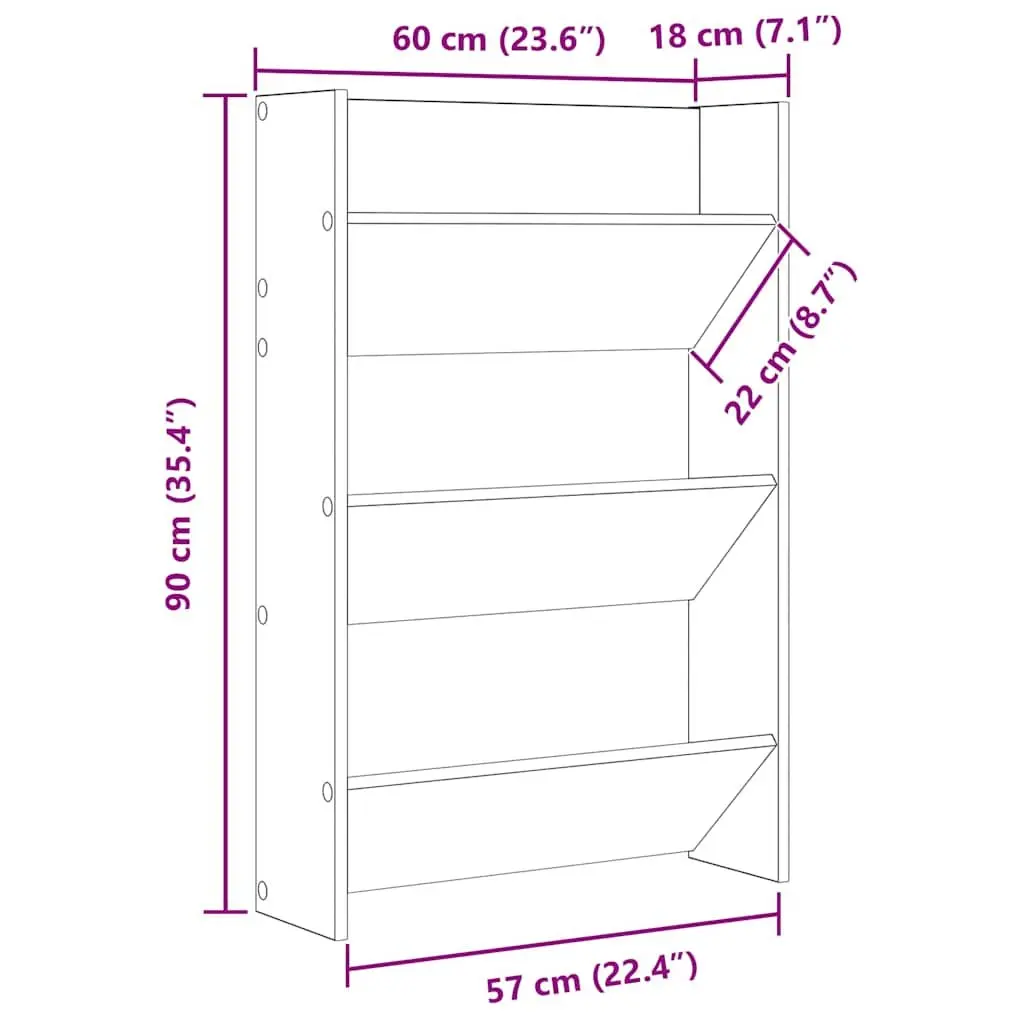 Wall Mounted Shoe Cabinet Entryway Grey 60W x 18D x 90H cm