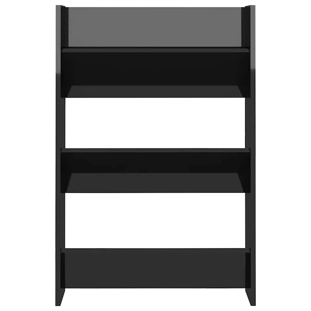 Wall Mounted Shoe Cabinet Black High Gloss 3 Shelves Storage Organiser
