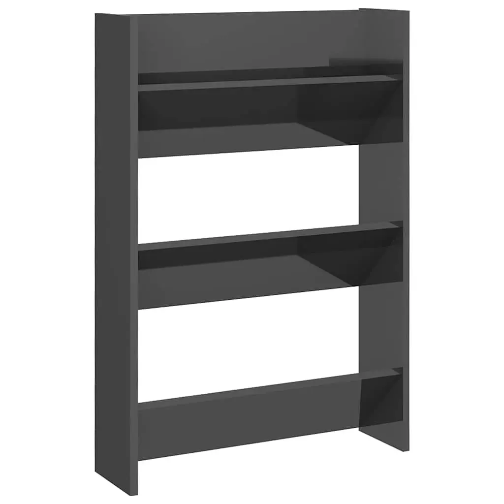 Wall Mounted Shoe Cabinet Set for Entryway Grey High Gloss 60x18x90cm