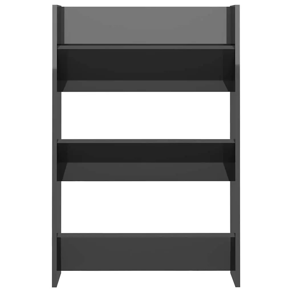 Wall Mounted Shoe Cabinet Set for Entryway Grey High Gloss 60x18x90cm