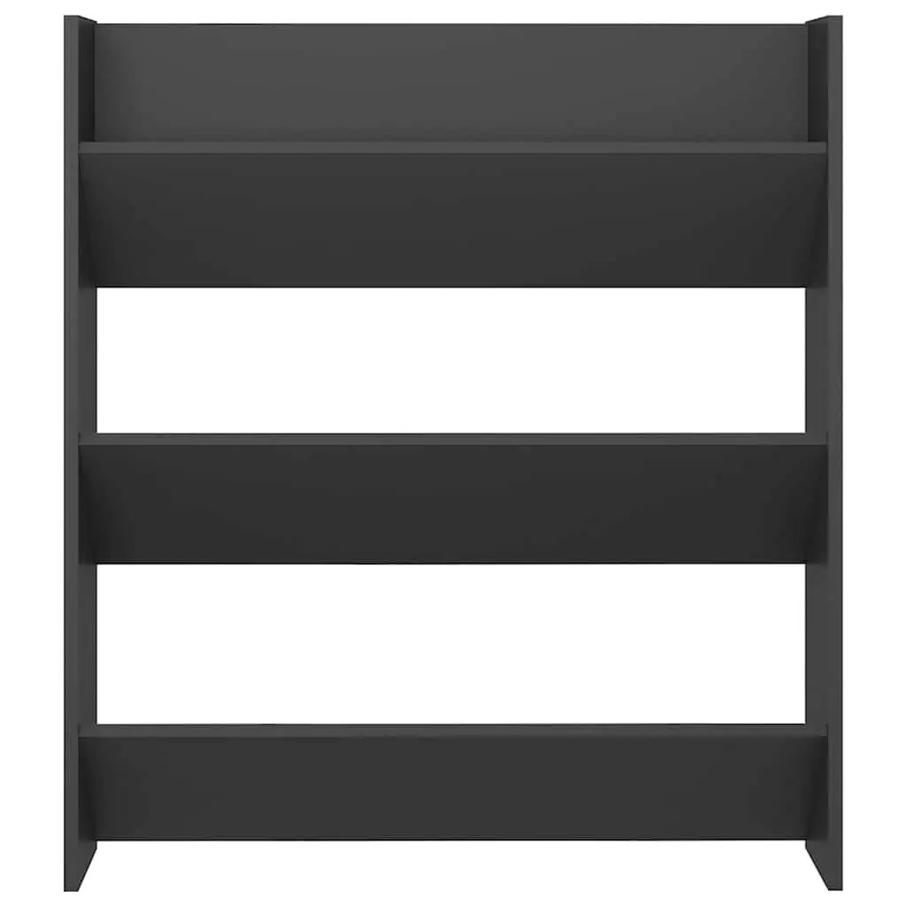 Grey Engineered Wood Shoe Cabinet with Tipping Shelves, 80x18x90cm
