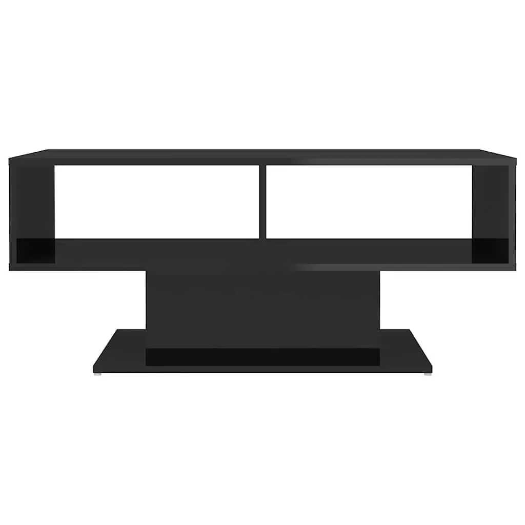 Coffee Table Living Room 103.5 x 50 x 44.5 cm Black High Gloss Storage Shelf