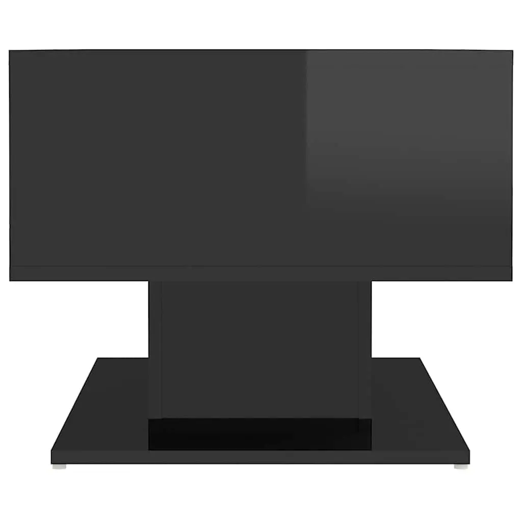 Coffee Table Living Room 103.5 x 50 x 44.5 cm Black High Gloss Storage Shelf