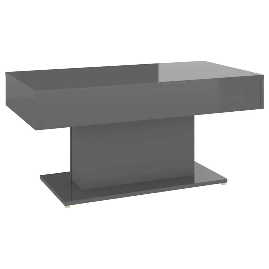 Grey Coffee Table Living Room 96x50x45 cm Engineered Wood High Gloss