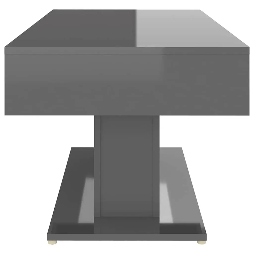 Grey Coffee Table Living Room 96x50x45 cm Engineered Wood High Gloss