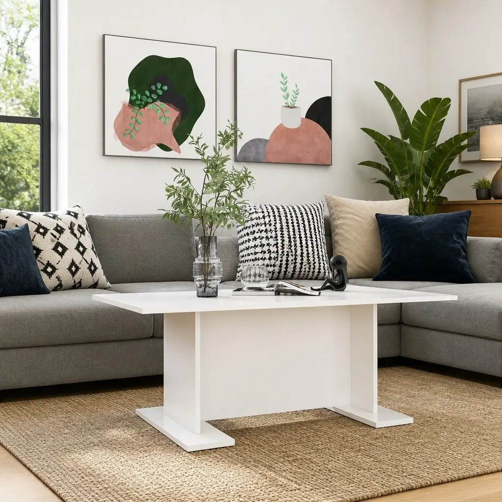 Coffee Table for Living Room 103.5 x 60 x 40 cm White Engineered Wood