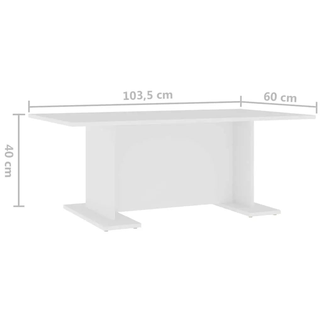 Coffee Table for Living Room 103.5 x 60 x 40 cm White Engineered Wood