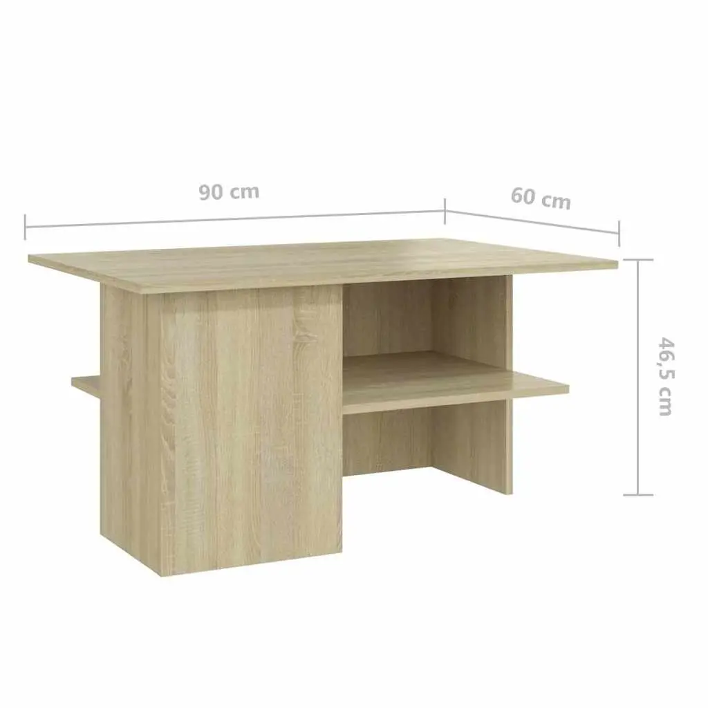 Coffee Table with Storage Shelf Living Room Accent Sonoma Oak 90x60x46.5cm