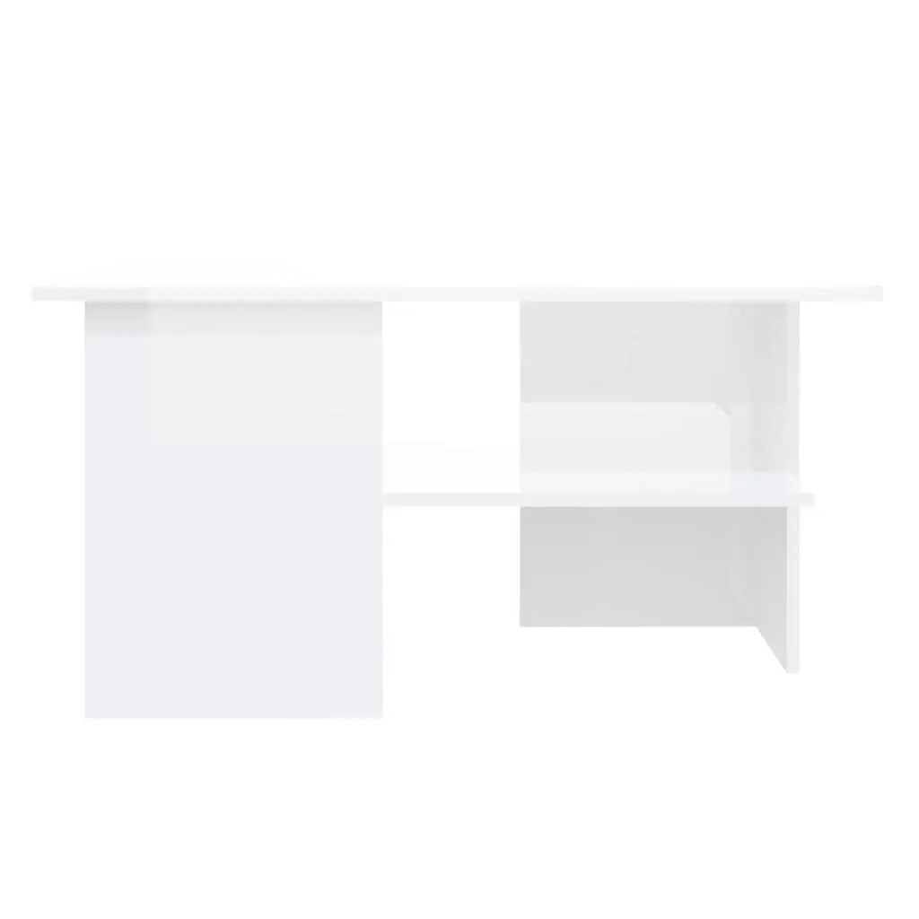 Coffee Table High Gloss White Storage Shelf Modern Living Room Accent Furniture